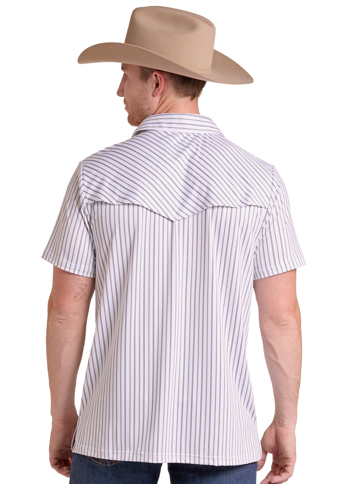 Rock & Roll Striped Western Vented Polo White