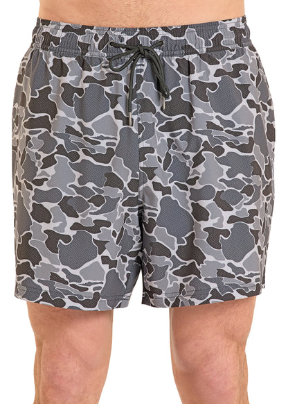 Panhandle Grey Camo Swim Board Short with Liner