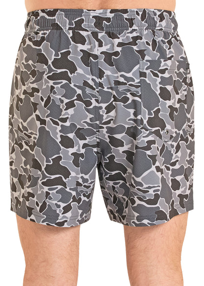 Panhandle Grey Camo Swim Board Short with Liner