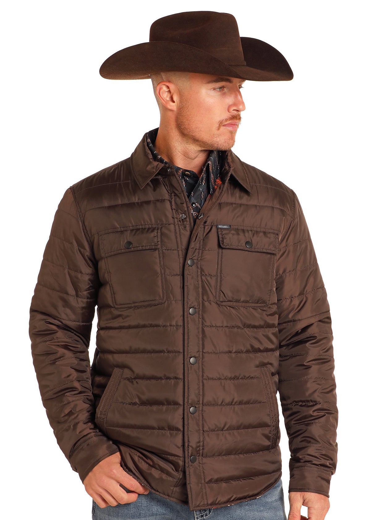 Rock & Roll Brown Long Puffer Jacket