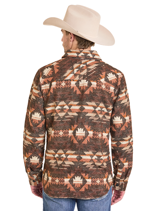 Rock & Roll Aztec Jacquard Shacket Dark Brown