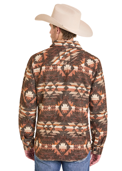 Rock & Roll Aztec Jacquard Shacket Dark Brown
