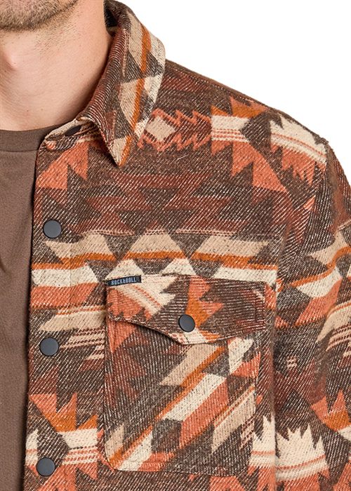 Rock & Roll Aztec Jacquard Shacket Dark Brown