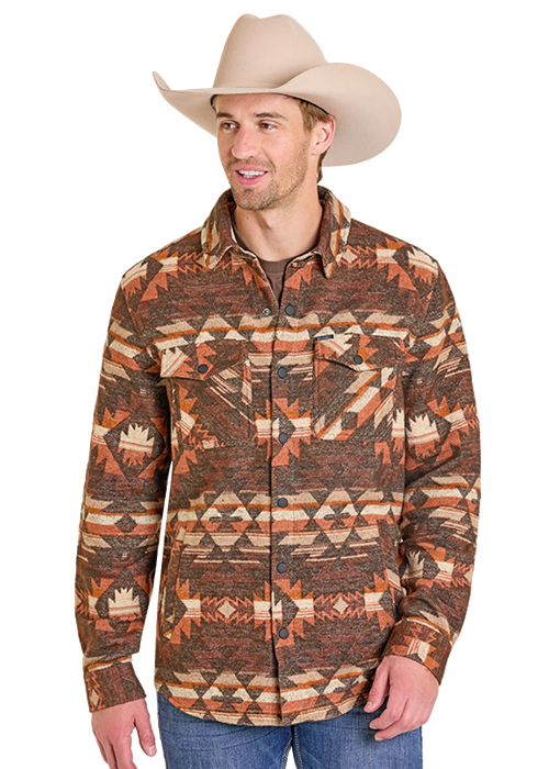 Rock & Roll Aztec Jacquard Shacket Dark Brown