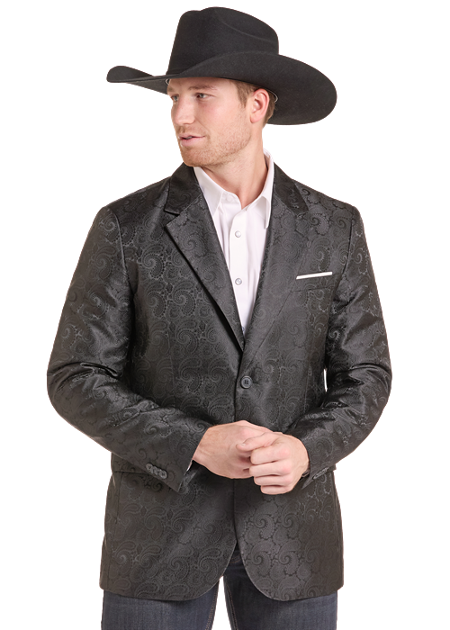 Panhandle Slim Black Paisley Jacquard Sports Coat