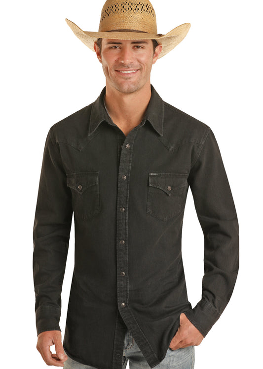 Rock & Roll Black Denim Snap