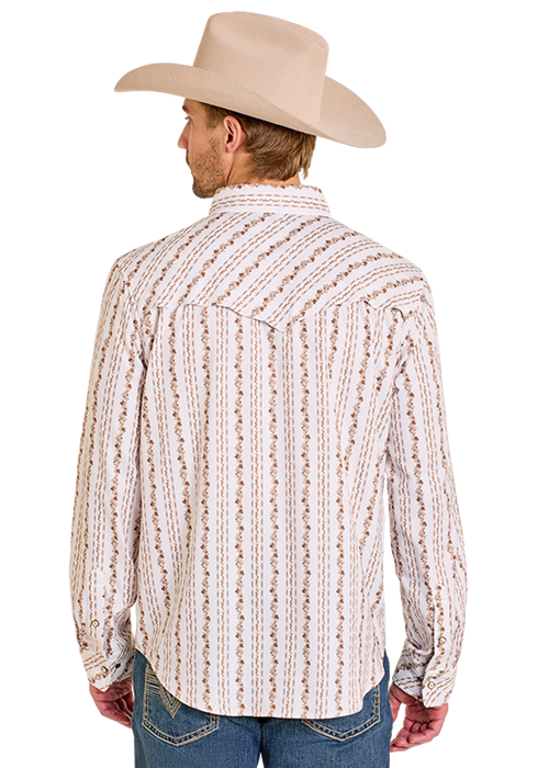 Rock & Roll Tek Long Sleeve Floral Print Snap Natural