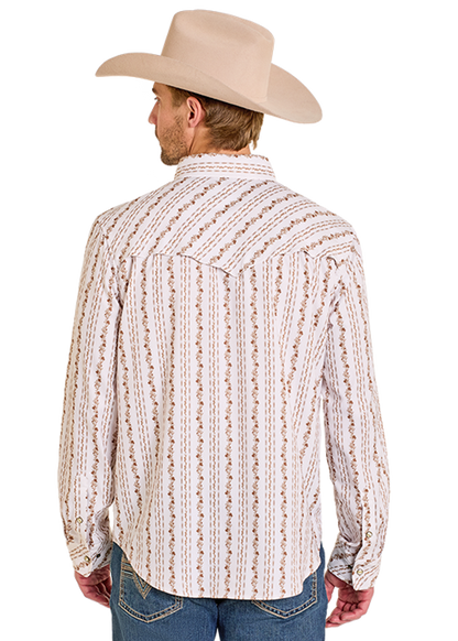 Rock & Roll Tek Long Sleeve Floral Print Snap Natural