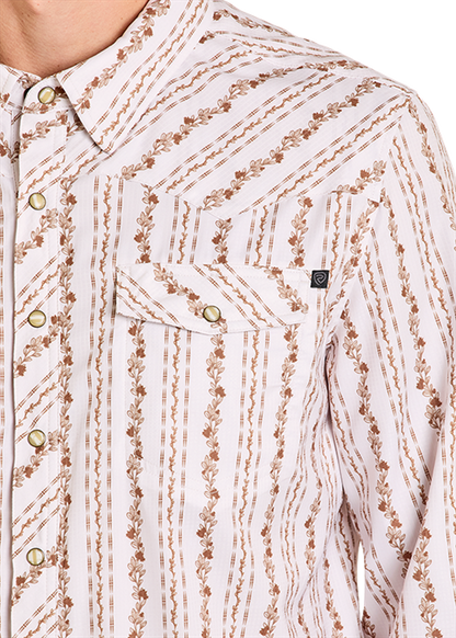 Rock & Roll Tek Long Sleeve Floral Print Snap Natural