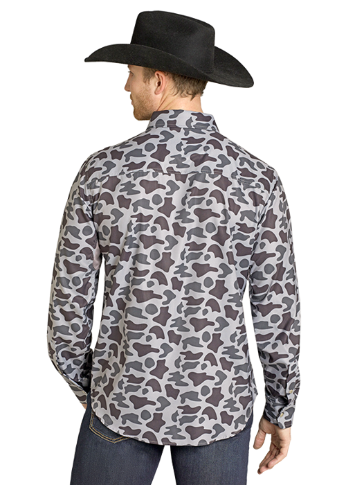 Rock & Roll Tek Long Sleeve Vented Shirt Camo Grey