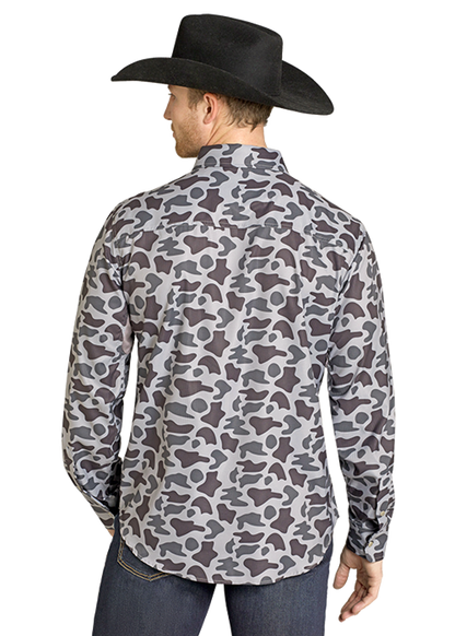 Rock & Roll Tek Long Sleeve Vented Shirt Camo Grey