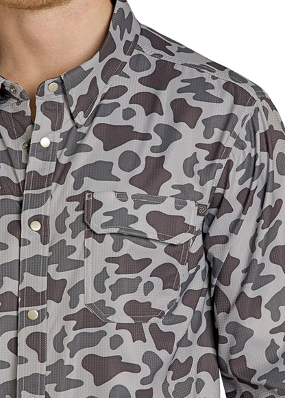 Rock & Roll Tek Long Sleeve Vented Shirt Camo Grey