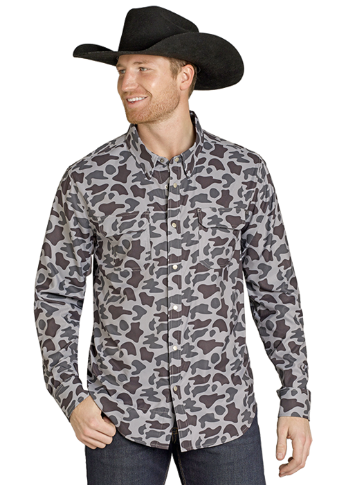 Rock & Roll Tek Long Sleeve Vented Shirt Camo Grey