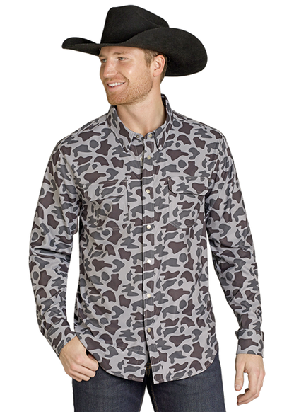 Rock & Roll Tek Long Sleeve Vented Shirt Camo Grey