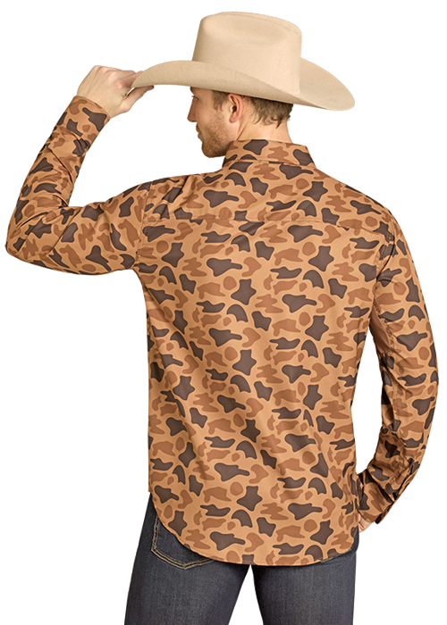 Rock & Roll Tek Long Sleeve Vented Shirt Camo Camel