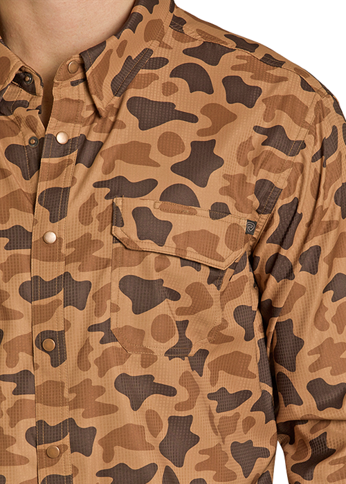 Rock & Roll Tek Long Sleeve Vented Shirt Camo Camel
