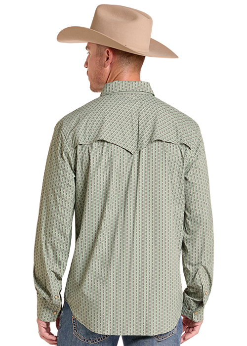 Rock & Roll Tek Core Aztec Stripe Long Sleeve Shirt Moss Green