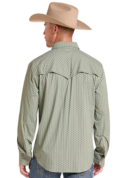 Rock & Roll Tek Core Aztec Stripe Long Sleeve Shirt Moss Green