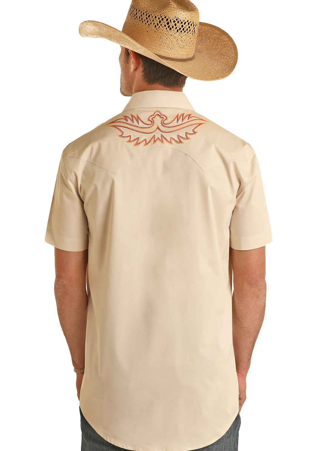 Rock & Roll Embroidered Short Sleeve Snap