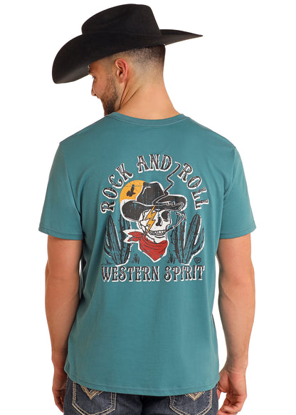 Rock & Roll Unisex Graphic Skull Tee Teal