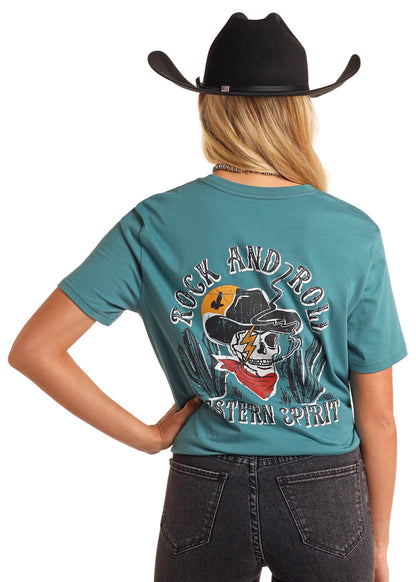 Rock & Roll Unisex Graphic Skull Tee Teal