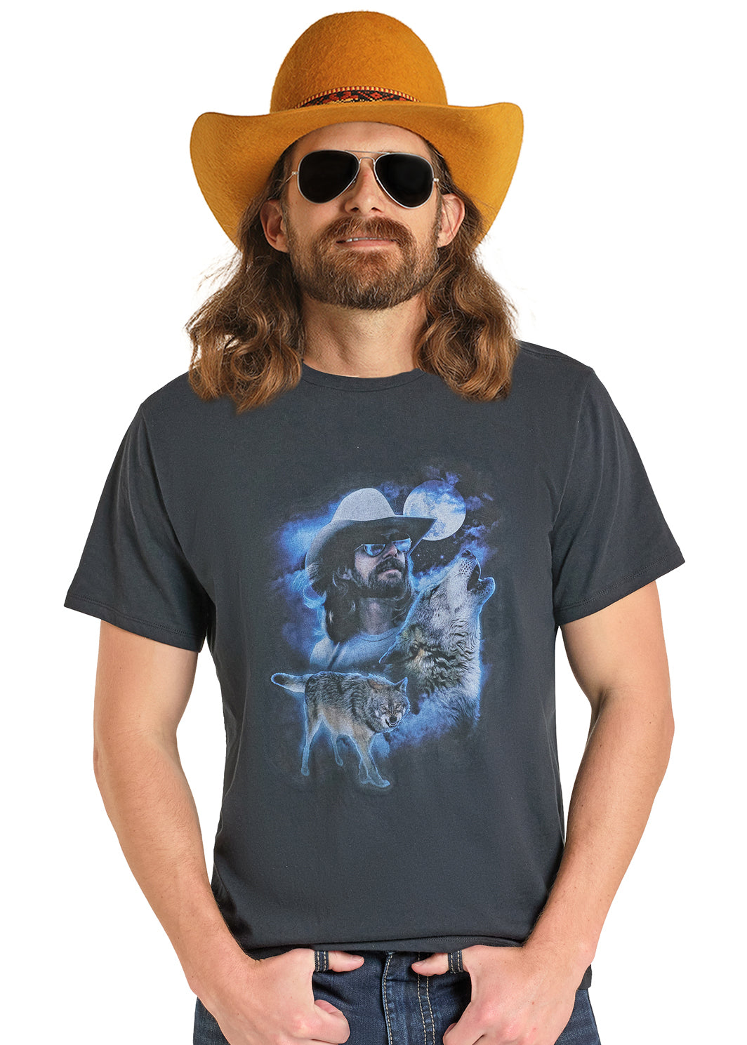 Rock & Roll Dale Brisby Moon & Wolf Tee Black