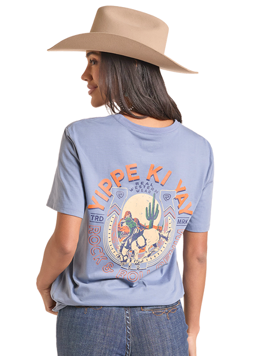 Rock & Roll Yippie Ki Yay Graphic Tee Light Navy