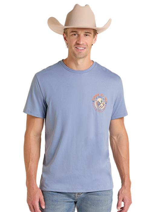 Rock & Roll Yippie Ki Yay Graphic Tee Light Navy