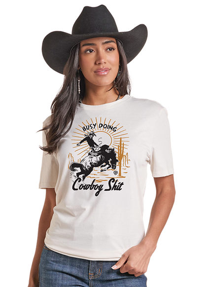 Rock & Roll Busy Doing Cowboy Sh*t T-Shirt White