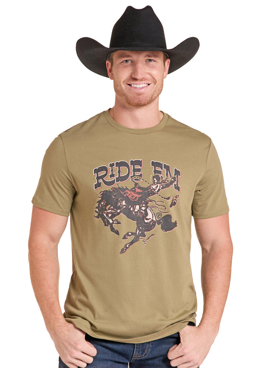 Rock & Roll Unisex Ride Em' Graphic T-Shirt Olive
