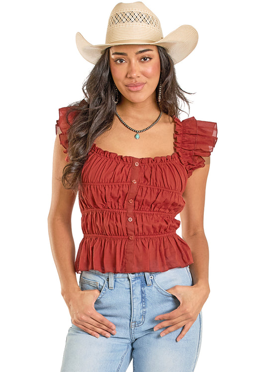 Rock & Roll Ruched Tank Top Jade