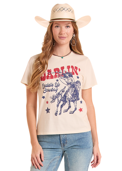 Rock & Roll Saddle Up Cowboy Tee Natural