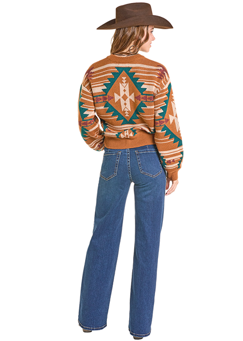 Rock & Roll Aztec Knit Sweater Camel
