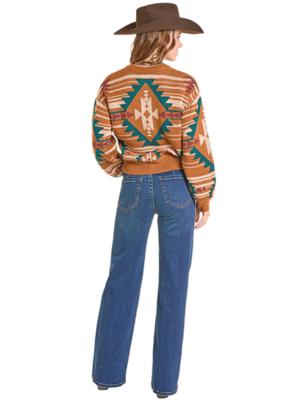 Rock & Roll Aztec Knit Sweater Camel