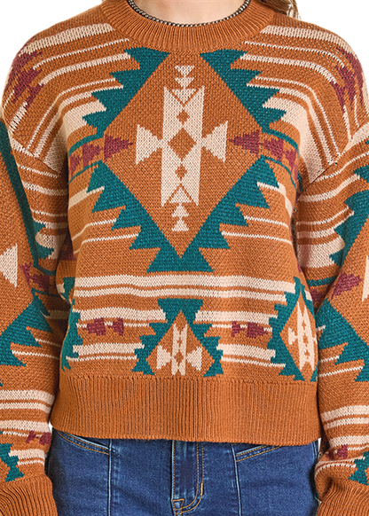 Rock & Roll Aztec Knit Sweater Camel