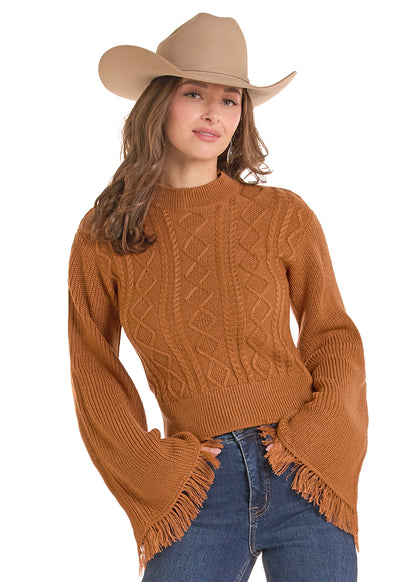 Rock & Roll Flare Sleeve Sweater Rust