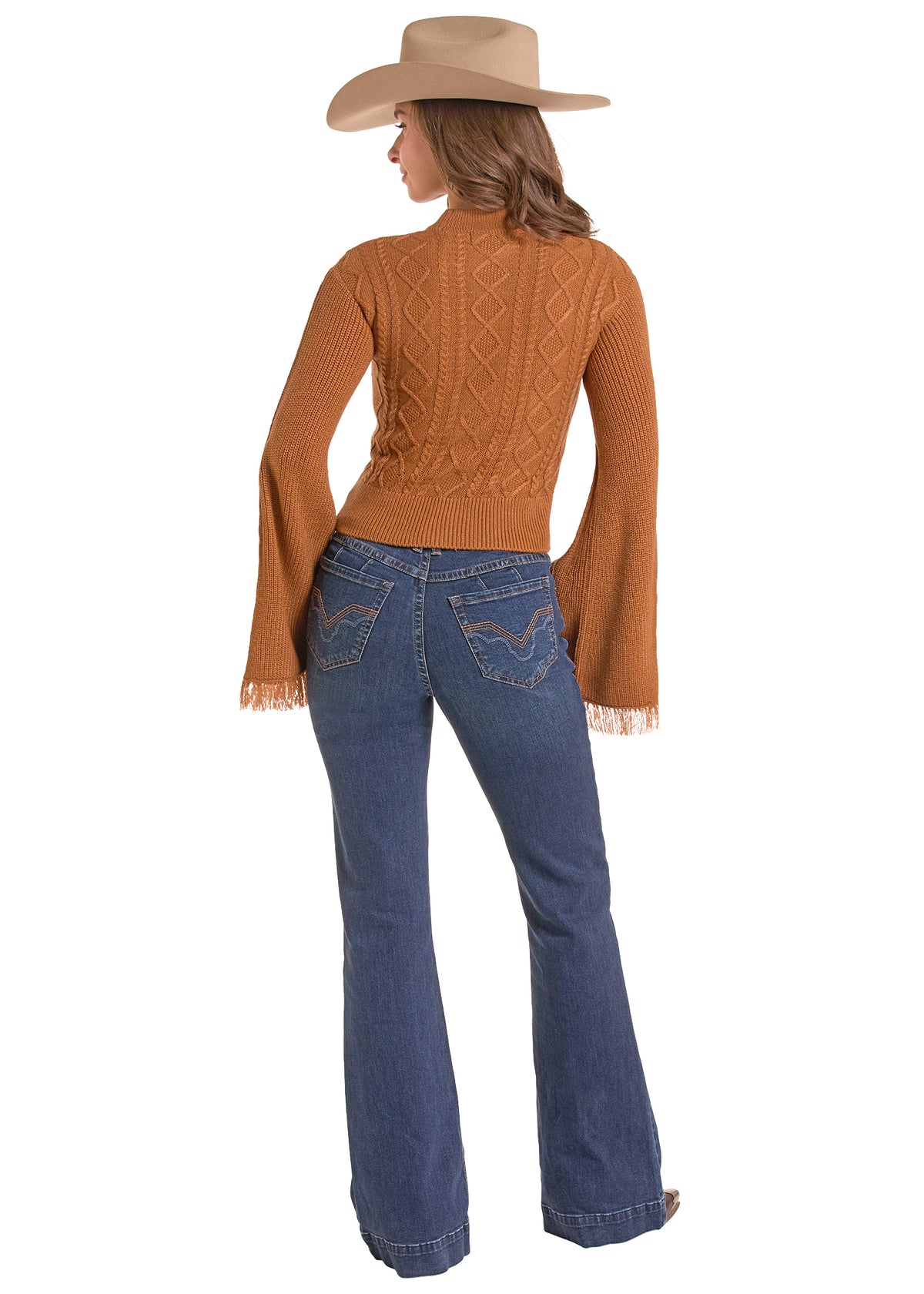 Rock & Roll Flare Sleeve Sweater Rust