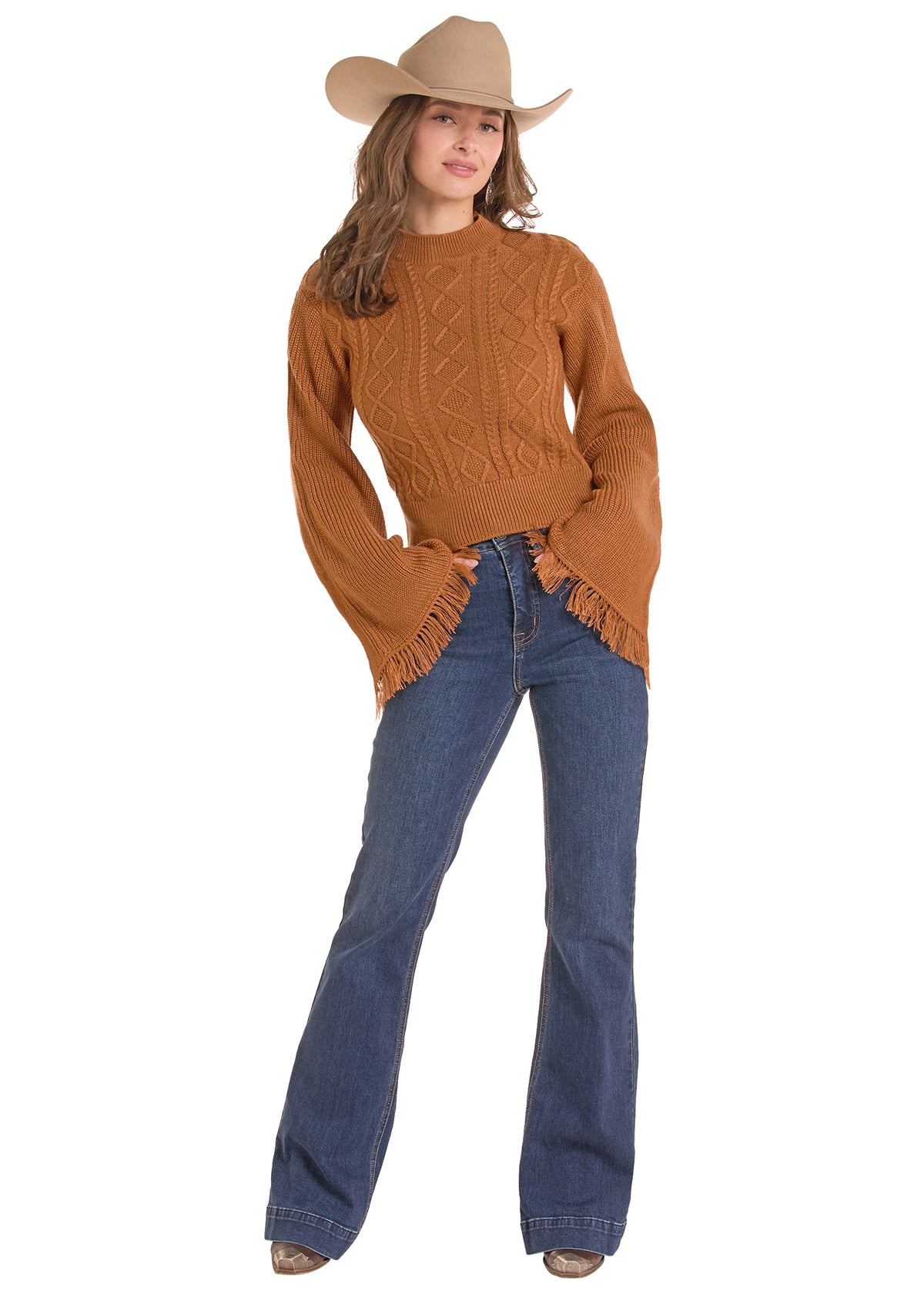 Rock & Roll Flare Sleeve Sweater Rust