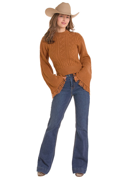 Rock & Roll Flare Sleeve Sweater Rust