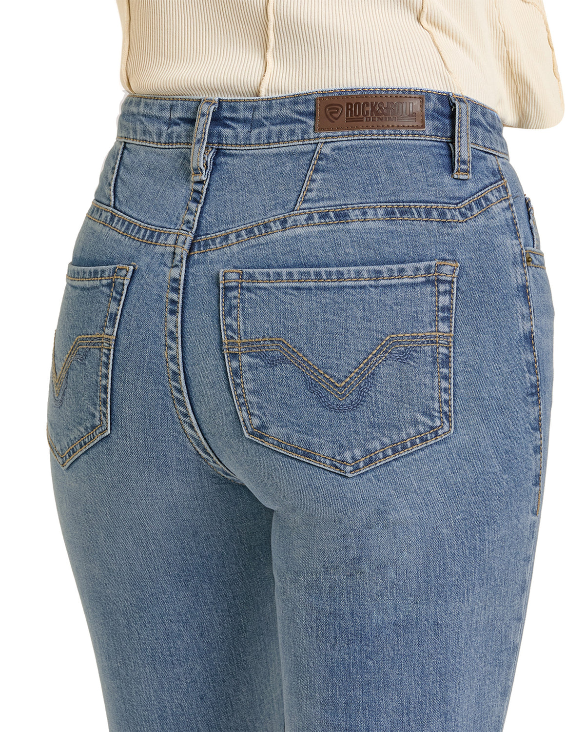 Rock & Roll Medium Wash High Rise Boot Cut Jean