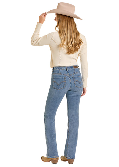 Rock & Roll Medium Wash High Rise Boot Cut Jean