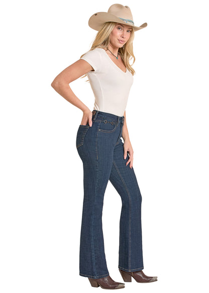 Rock & Roll High Rise Boot Cut Dark Wash with Bit Pockets