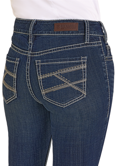 Rock & Roll Embroidered Riding Jean Dark Wash