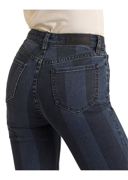 Rock & Roll Dark Stripe High Rise Trouser