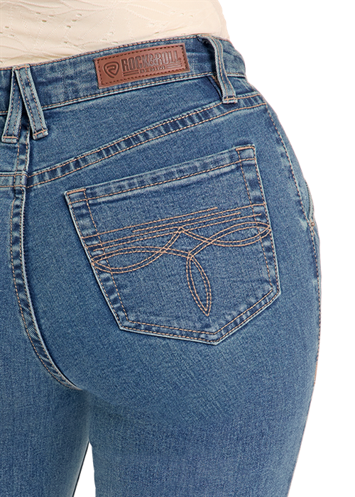 Rock & Roll Front Panel High Rise Trouser Medium Wash