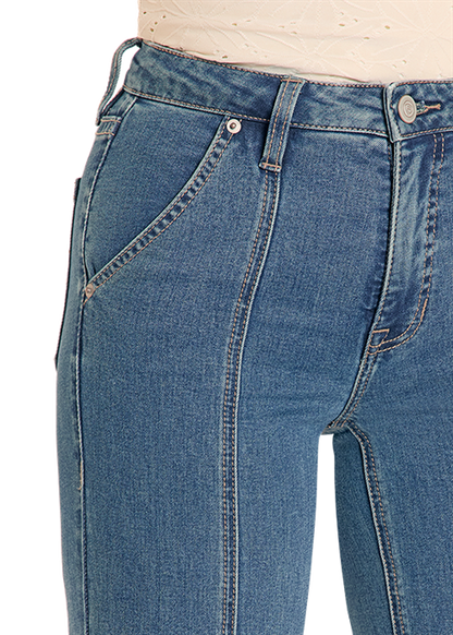 Rock & Roll Front Panel High Rise Trouser Medium Wash