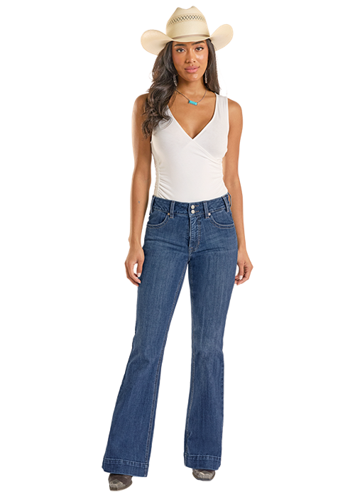 Rock & Roll Signature Yoke High Rise Trouser Dark Wash