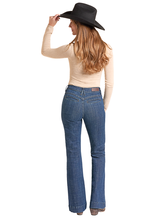 Rock & Roll Welt Pocket High Rise Trouser Dark Wash