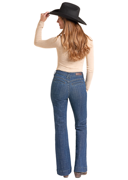 Rock & Roll Welt Pocket High Rise Trouser Dark Wash