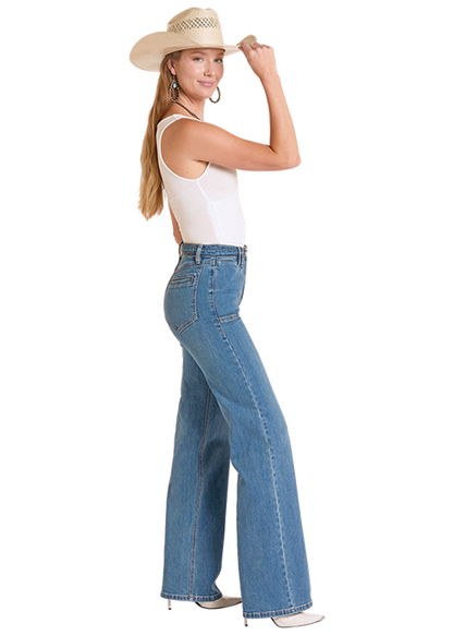 Rock & Roll High Rise Wide Leg with Metal Clasp Belt